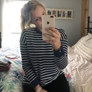 Navy & White Horizontal Striped Sweater